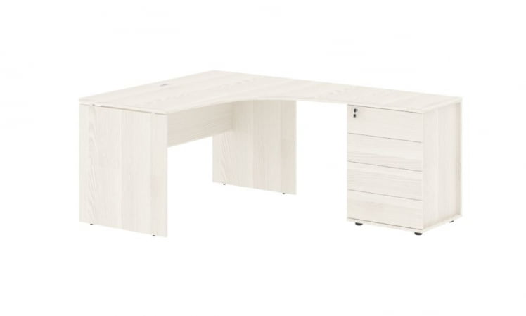 Стол эргономичный с тумбой правый EDIS EDCET 1318 R Ясень Траун Белый_0