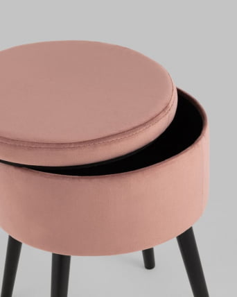 Пуф Клайс с ящиком велюр Пыльно-розовый_3