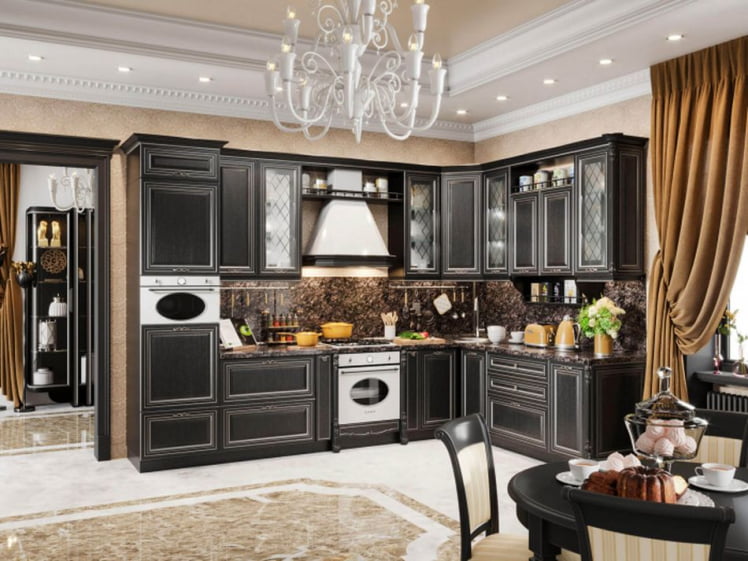 Шкаф кухонный для холодильника 600 Италия ЛД 275.286.000 Черный Дуб темный_1