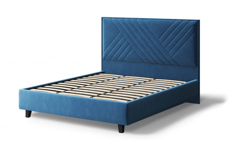 Кровать МИРА 2000*1200мм (на опорах), велюр Бренди лайт 08 (синий), (б/основания, б/матраса)_2