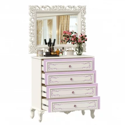 Комод с 4 ящиками и зеркалом Маркиза 01 Алебастр_3