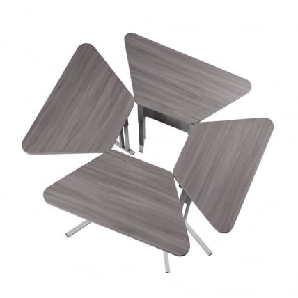 Парта одноместная трапециевидная столешница (рост 3-7) Дуб Вотан/Металл Серый_3