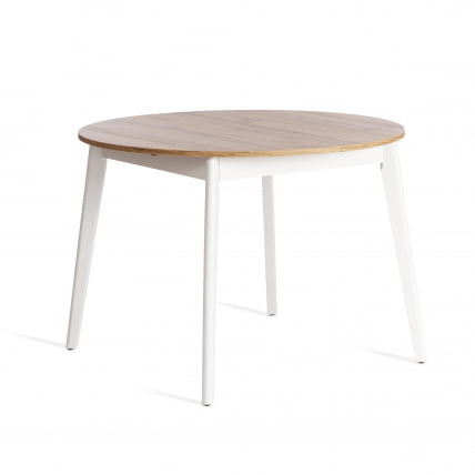 Стол обеденный СВЕЛТО ЛДСП, опора-массив березы, 105 х 105 (140) х 74.5 см, Дуб Вотан/белый / SVELTO_2