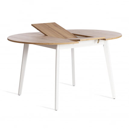 Стол обеденный СВЕЛТО ЛДСП, опора-массив березы, 105 х 105 (140) х 74.5 см, Дуб Вотан/белый / SVELTO_5