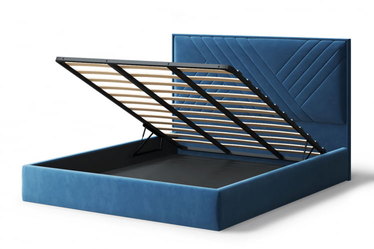 Кровать МИРА 2000*1800мм (без опор), велюр Бренди лайт 08 (синий), (б/основания, б/матраса)_2