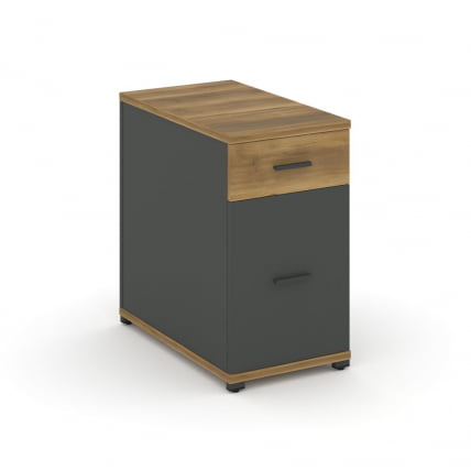 Тумба опорная/приставная с ящиком и распашным фасадом CОНCЕПТ CН.ТГО-005 Б/В Сандал Янтарный Антрацит / CONCEPT CN.TGO-005 B/W_0