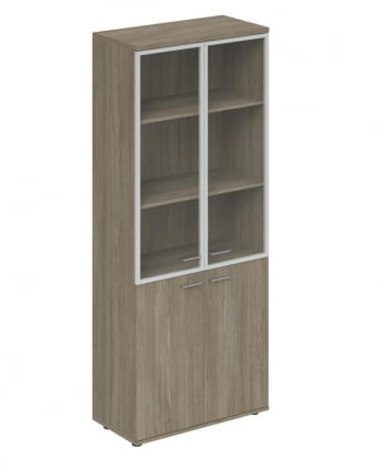 Шкаф высокий со стеклом, задняя стенка ХДФ Wing WN.701.OD.OD.AL Дуб темный_0