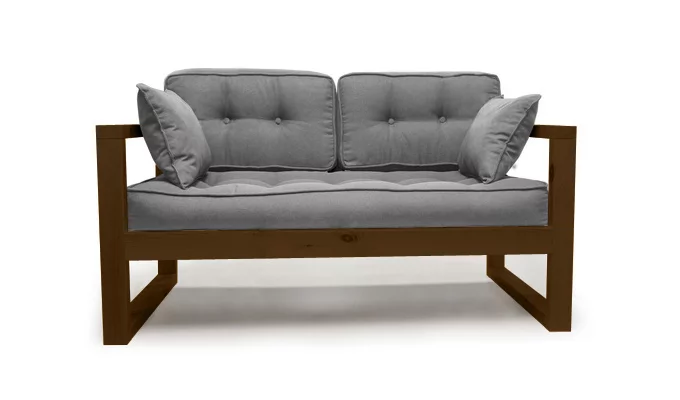 Диван двухместный DEmoku Д-2 серебристо-серый_темный дуб_0
