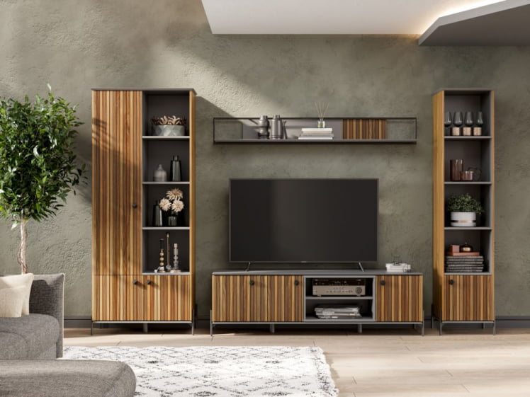 Гостиная Элиот №2 Оникс Серый/Орех фактурный_0