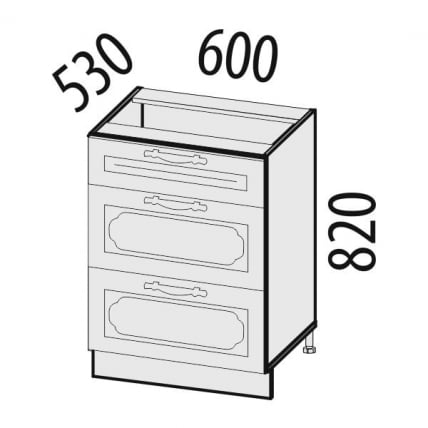 Стол с 3 ящиками (метабоксы) Милана 23.66 Сосна Астрид/Ваниль_1