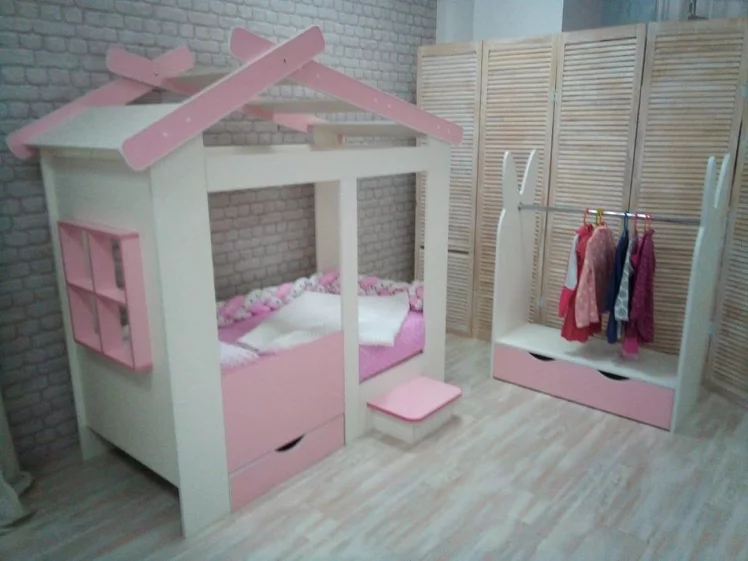 Стеллаж-вешалка Зайка Белый-Розовый_2