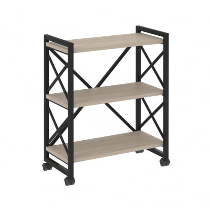 Стеллаж на колесных опорах - 3 полки LOFT  VR.L-MST.K-3.8 Металл черный Дуб Аттик_0