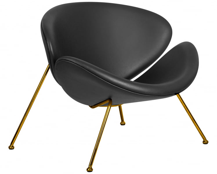 Кресло дизайнерское DOBRIN EMILY (черный винил YP16, золотое основания)_1