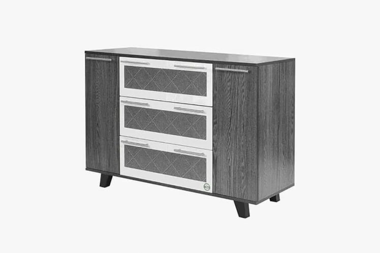 Комод Элена Лайт 7 Ясень Черный Бодега Белый_0