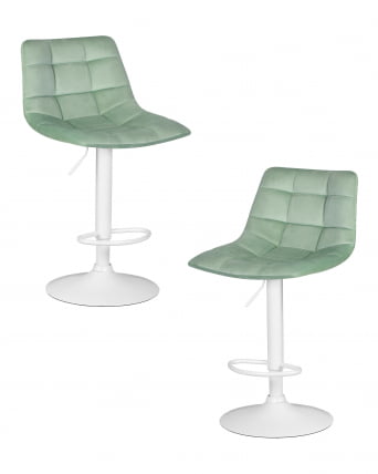 Стул барный ДОБРИН ТАИЛОР ВХИТЕ (пудрово-мятный велюр (МДЖ9-87)) 2 шт / DOBRIN TAILOR WHITE (MJ9-87))_0