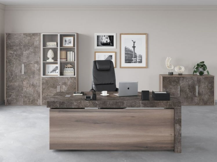 Шкаф средний 4 створки, с нишей B-TONE BTN36153242 Вяз Бетон темный_1