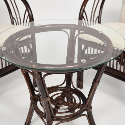 ТЕРРАСНЫЙ КОМПЛЕКТ НЕВ БОГОТА (2 кресла + стол) /с подушками/ ротанг, кресло 61х67х78,5 см, диаметр стола 50см, валнут (грецкий орех) / NEW BOGOTA walnut_3