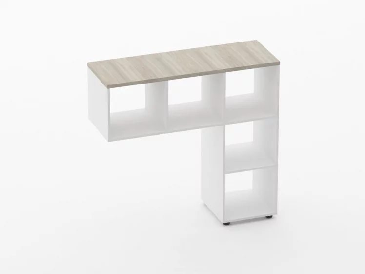 Стеллаж к столу Deka 9.08.12 Дуб Сантана светлый/Белый_0