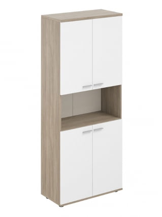 Шкаф высокий с нишей Sigma SG.841.OD.WH.WH Дуб темный Белый_0