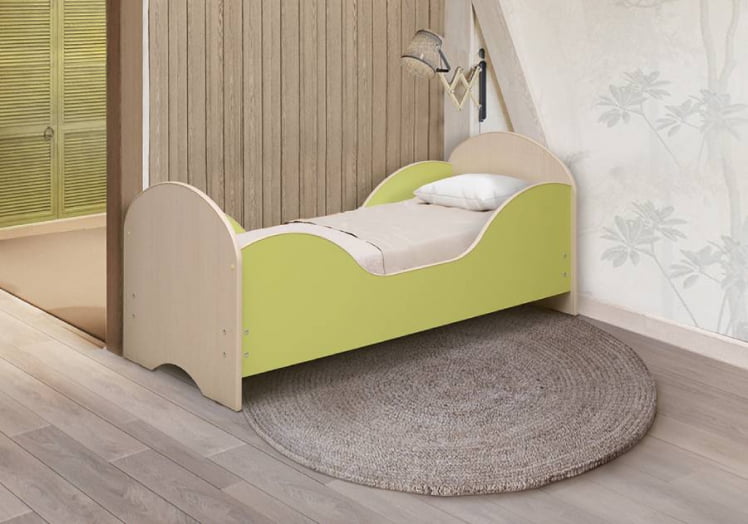 Кровать детская Малышка №7 600*1400 Дуб молочный/Синий_0