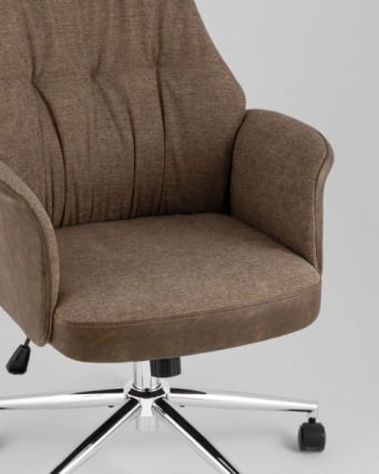 Кресло офисное ТопЧаирс Неома коричневый экокожа ткань / TopChairs Neoma_5