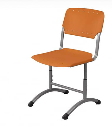 Стул ученический регулируемый (рост 5-7) 460х530 мм Пластик Оранжевый РАЛ 2003/Металл Серый / RAL_0