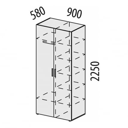 Шкаф для одежды с полками и штангой (лев/прав) Монако 903.13 Дуб Вотан / Белый шпон / Альпийский белый_5