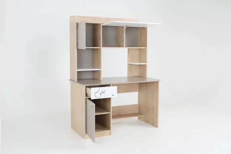 Стол компьютерный Котофей Дуб Ирландский Мокко Белый_4