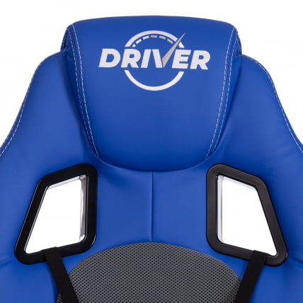 Кресло DRIVER (22) кож/зам/ткань, синий/серый, 36-39/TW-12_9