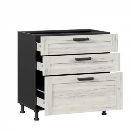 Тумба кухонная 800 с 3 ящиками ЛЮКС (4) Тип 1 Винченца ЛД 234.930.000.071 Черный Дуб Крафт белый_1