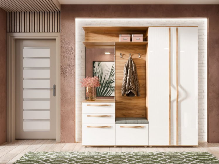 Шкаф одностворчатый глухой Марта-2 ЛД 136.010.000 Дуб золотой Белый глянец_1