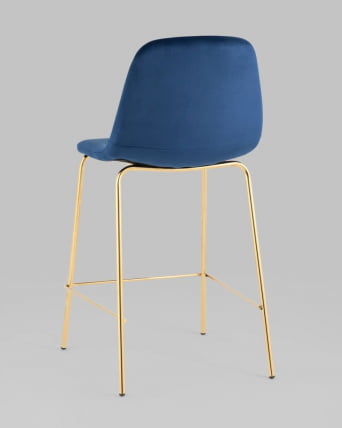 Стул полубарный Валенсия SN велюр Синий золотые ножки_4