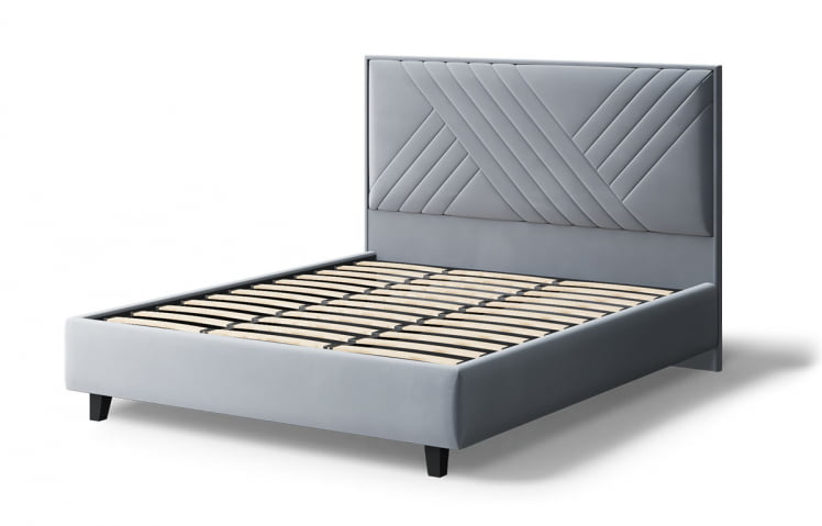 Кровать МИРА 2000*1600мм (на опорах), велюр НЕО 25 (серый), (б/основания, б/матраса) / NEO_2