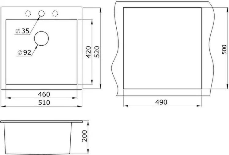 Кухонная мойка GRANULA 5102 Черный_1