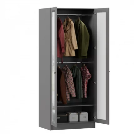 Шкаф двухстворчатый с двумя зеркалами Амели ЛД 642.840.000 Оникс серый_2