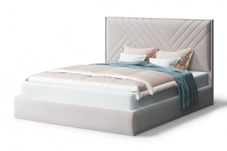 Кровать МИРА 2000*1800мм (без опор), велюр НЕО 02 (бежевый), (б/основания, б/матраса) / NEO_0