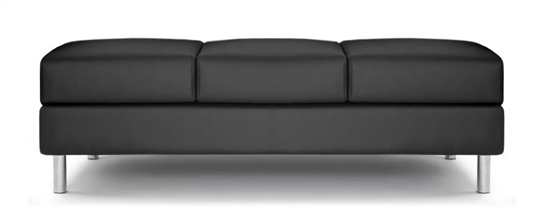 Банкетка трехместная Домино 6.3 Черная (экокожа)_0