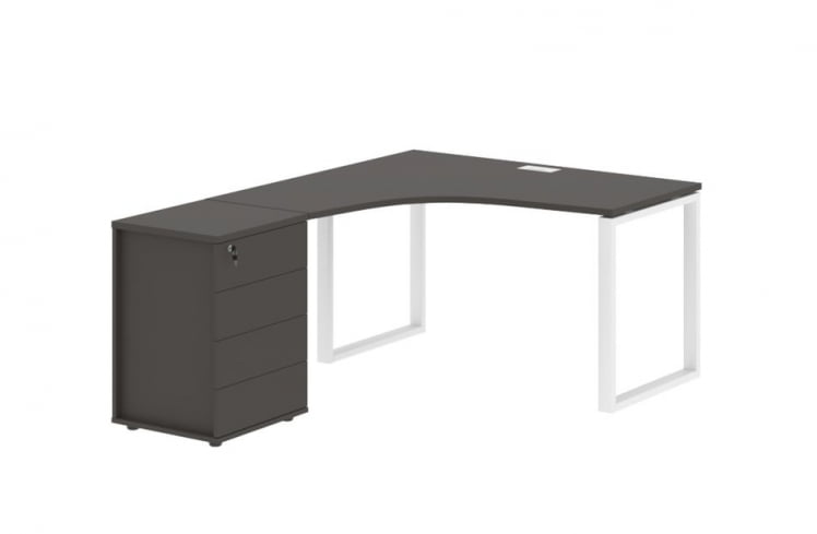 Стол эргономичный с тумбой левый EDIS EQCET 1318 L Мокко Белый_0