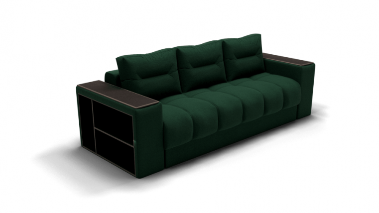 Диван Барон - 1 (ЗР) Цвет фасада: Зеленый; Тип: Прямой; Материал фасада: Металл/Велюр_0