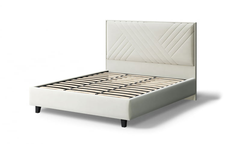 Кровать МИРА 2000*1200мм (на опорах), велюр Бренди лайт 02 (серо-белый), (б/основания, б/матраса)_2