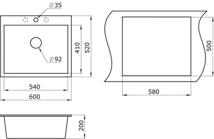Кухонная мойка GRANULA 6001 Черный_1