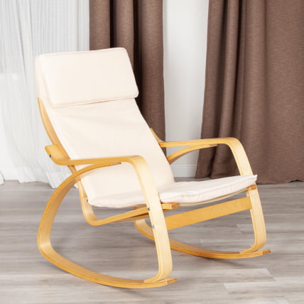 Кресло-качалка mod. AX3005 дерево береза, ткань: полиэстер/хлопок, 61х94,5х104 см, дерево: дуб #3, ткань бежевая 1501-4_15