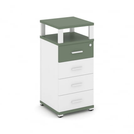 Тумба приставная с 4-мя ящиками и надставкой CONCEPT CN.TUO-003 B/W Кобо Белый бриллиант Белый_0