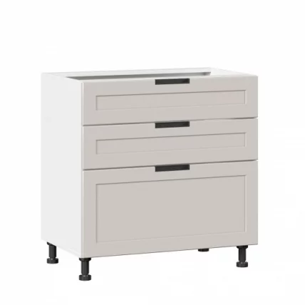 Тумба кухонная 800 с 3 ящиками ЛЮКС (4) Джамис ЛД 296.930.000.124 Белый Кашмир_0