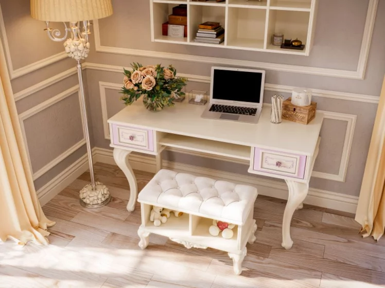 Стол письменный с банкеткой Маркиза 02 Алебастр Шампань_5