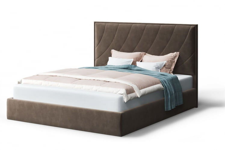 Кровать СОФИЯ 2000*1600мм (без опор), велюр Бренди лайт 29 (коричневый), (б/основания, б/матраса)_0