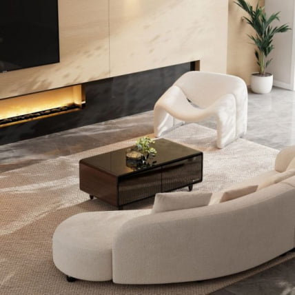 Умный кофейный столик с холодильником EUREKA TB135, Walnut+Black_7