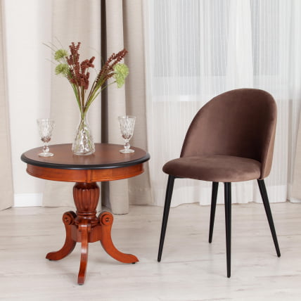 Стул МОНРО (мод. 710) ткань/металл, 56х51х80 см, высота до сиденья 47 см, коричневый баркхат 12/черный / MONRO (mod. barkhat_8