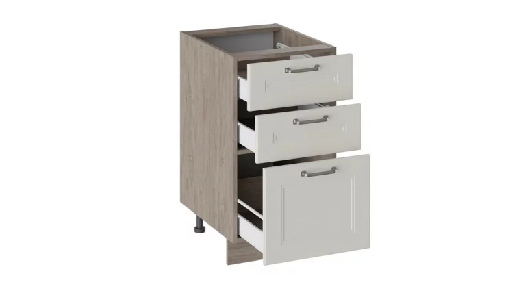 Шкаф напольный с 3-мя ящиками Одри Н3Я_72-45_3Я Дуб Сонома трюфель/Бежевый шелк_1