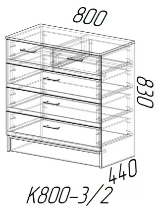 Комод К800-3/2 Ясень шимо темный/Ясень шимо светлый_1